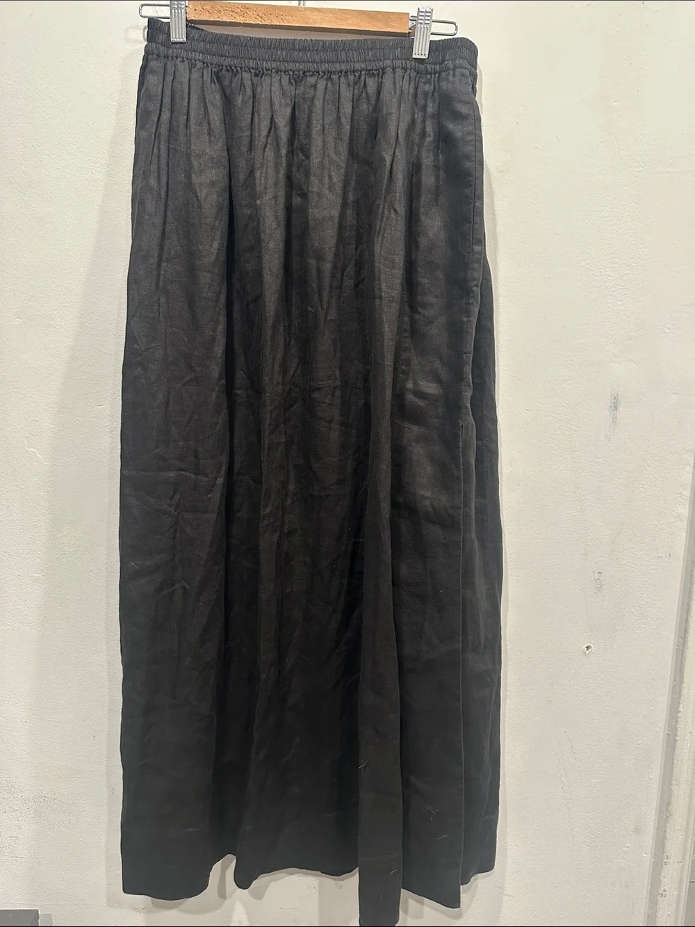 COS Black A-Line Linen Maxi Skirt size 10 NWT Lagenlook coastal classic
